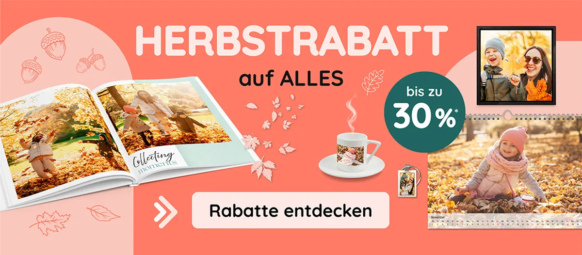 Fotobücher, Fotokalender & mehr zum besten Preis im Herbstangebot sichern