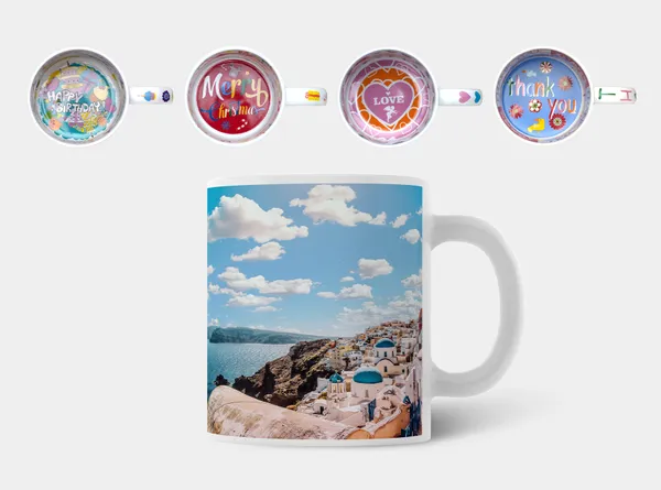 Deine Fototasse mit Motiven auf Henkel und der Innenseite